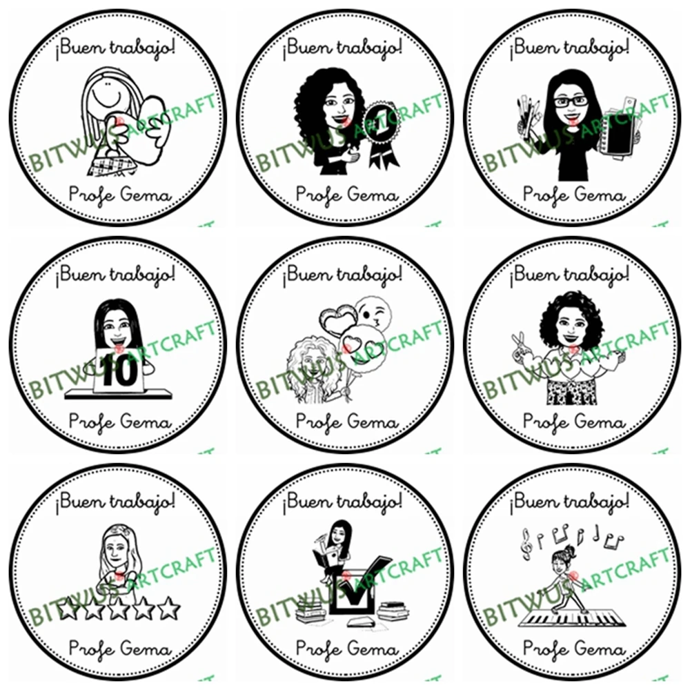 

40mm Round Professional Personalized Stamps Custom Personal Name Stamp Great Job Encouraging Teacher Stamps Self Inking For