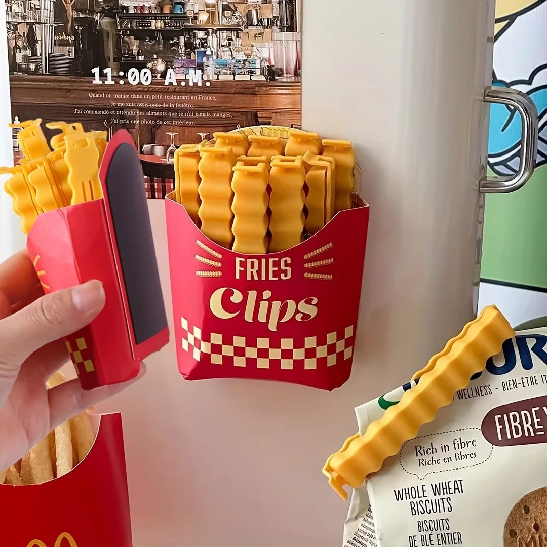 Clip de sellado en forma de patatas fritas, 12 Uds., para sellado de aperitivos, clips para alimentos, tiras de sellado de condimentos de bolsas de plástico