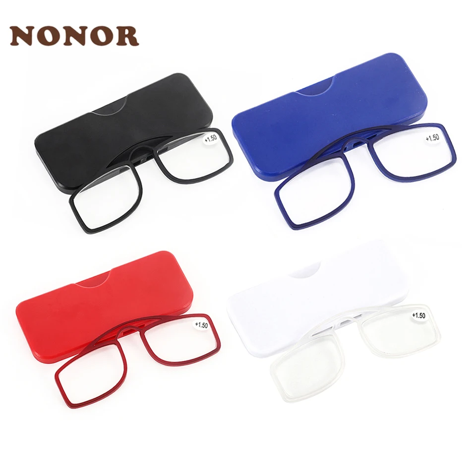 

NONOR Stick On Phone MINI Clip Nose Bridge Reading Glasses 1.0 To 3.5 Portable Presbyopic Glasses With Case