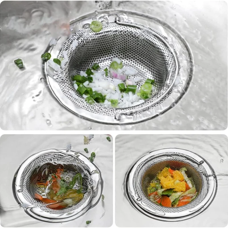 

1pc Stainless Steel Kitchen Sink Strainer W/Handle Commercial Restaurant Cafe Bar Dishwasher Hopper Waste Filter