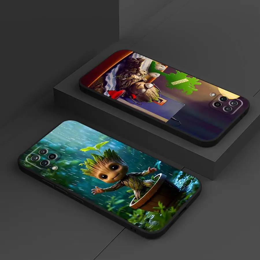

Черный мягкий чехол для телефона Samsung Galaxy A13 A15 A05 A16 A50 A04s A05s A10S A70 A20s A06 A14 A12 A03 Marvel Cartoon Groot