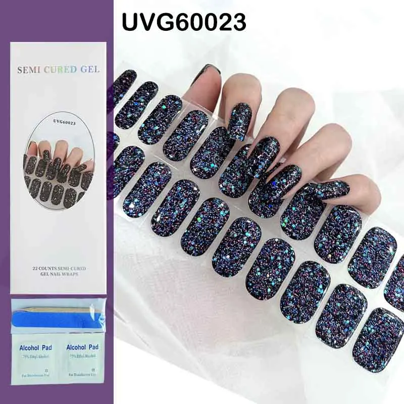 Semi-Cured Gel Nail Strips Adhesive Full Cover Stickers for Nails UV Lamp Need Press On Nails Fashion Manicure
