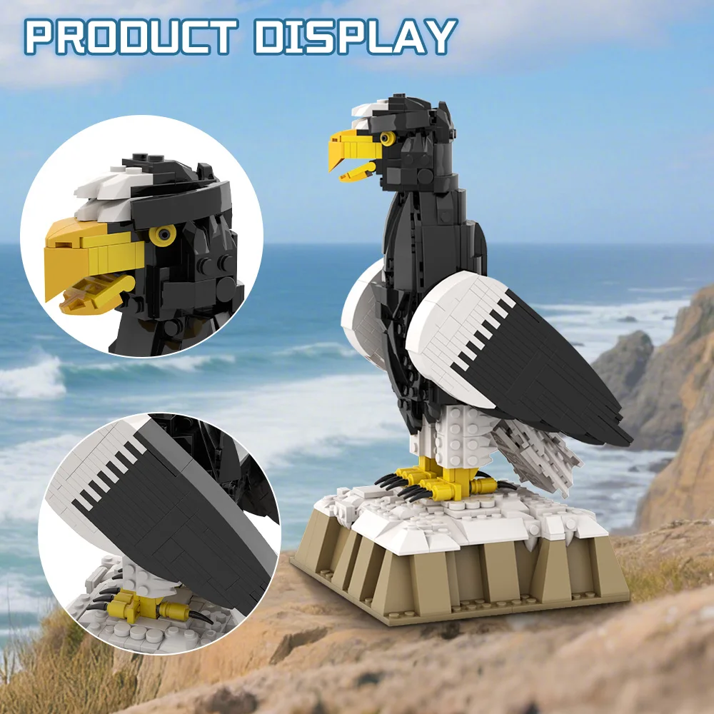 MOC – blocs de construction d'aigle de mer de Steller, oiseaux créatifs, modèle corbeau Bluejay, briques, jouet assemblé à monter soi-même, cadeau pour enfants
