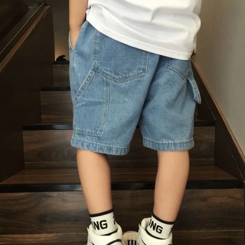 2026New Boys Summer Fashion Denim Shorts Kids Casual Loose Thin Knee-Length Trousers for 3-12 Years Teenager Outdoor Jeans Pants view 3