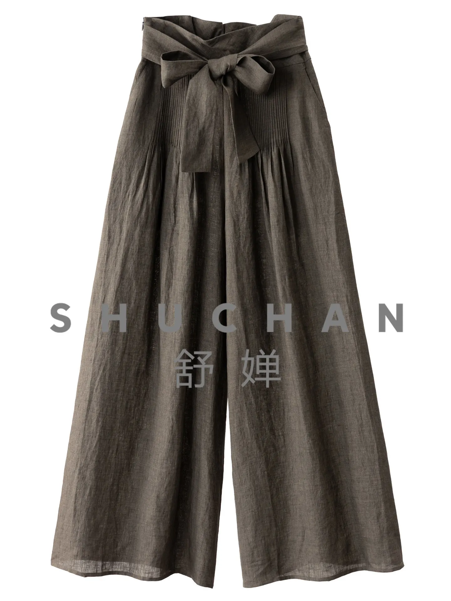 

Elegant High Waist Wide Edge Butterfly Lace-Up Linen Wide Leg Culottes 11M2 pantalones mujer verano 2026
