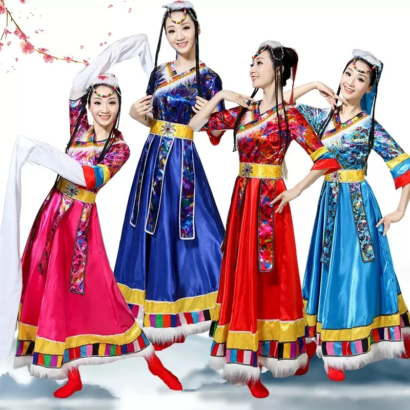 Tibetan dance costume performance costume women\'s suit national costume large swing skirt Xinjiang Mongolian performance costume