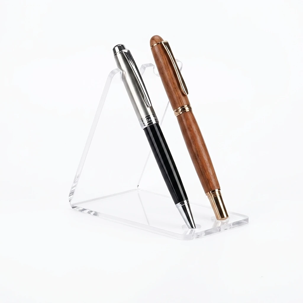 2/6pcs Premium Clear Acrylic Pen Holder Stand, 2-Slot Fountain Pen Display Rack, Organizer for Executive Desk, Office, Home