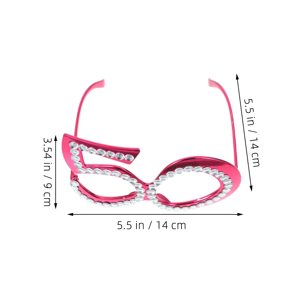 

2pcs Glitter Rhinestone Birthday Eyeglasses Lightweight Plastic Frame Novelty Party Photo Props 50Th Anniversary Decorations
