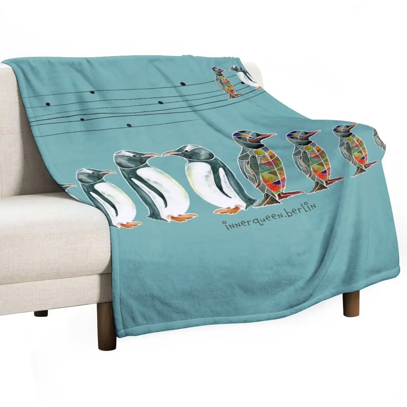 Penguins-Кадет голубой от Innerqueen. Берлинское одеяло, одеяла для детской кровати, модные теплые одеяла Hairys