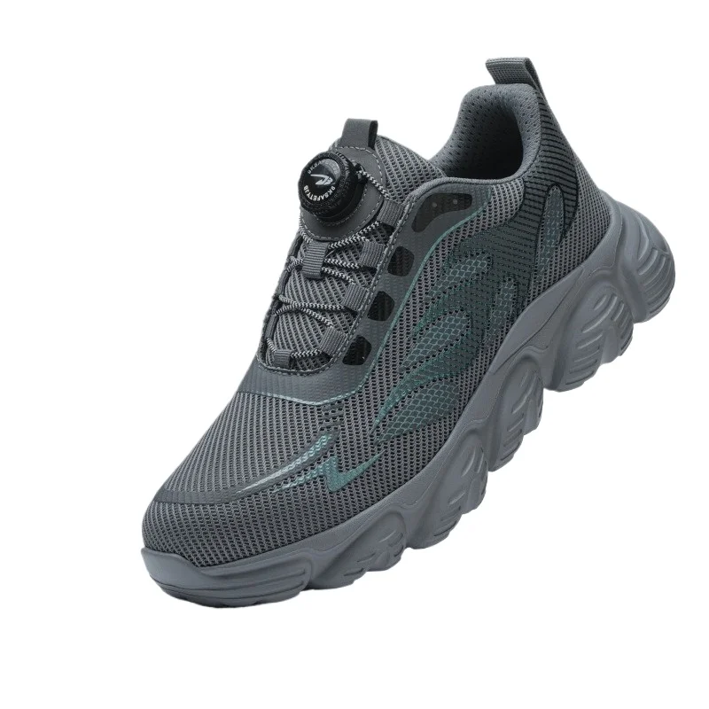 Rotating Button New Safety Shoes Men Anti-smash Anti-puncture Work Shoes Fashion Men Sport Shoes Security Protective Boots Men