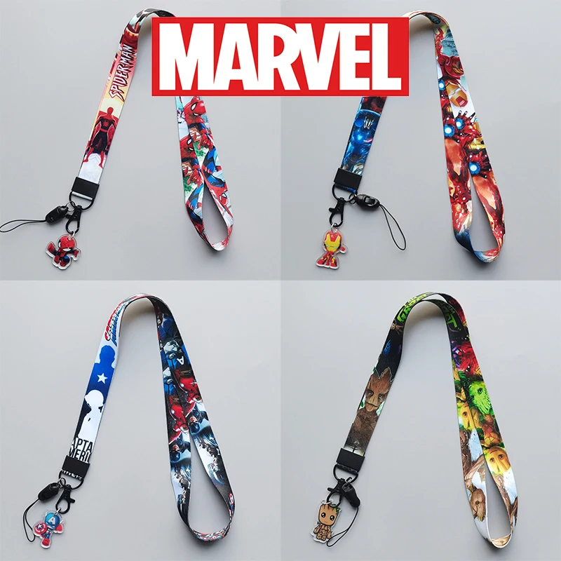 New Marvel animation cartoon lanyard cell phone neck polyester heat transfer webbing Spider-Man Team USA Batman cell phone rope