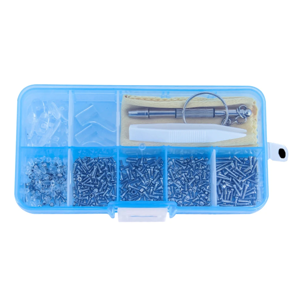 Eyeglass Glasses Repair Kit Sun Glasses Screw Nut Nose Pad Optical Repair Tool Assorted Kit Small Screws Nuts Washers Nose Pads