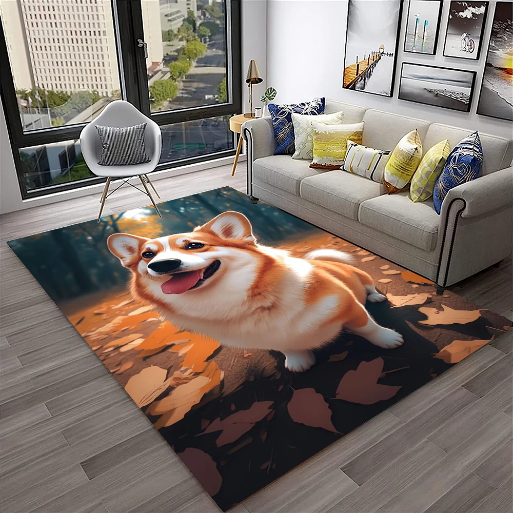 Cute Dog Samoye,Chihuahua,Koki Pomeranian Husky Cartoon Carpet Rug for Home Living Room Bedroom Sofa Doormat Decor,kid Non-slip