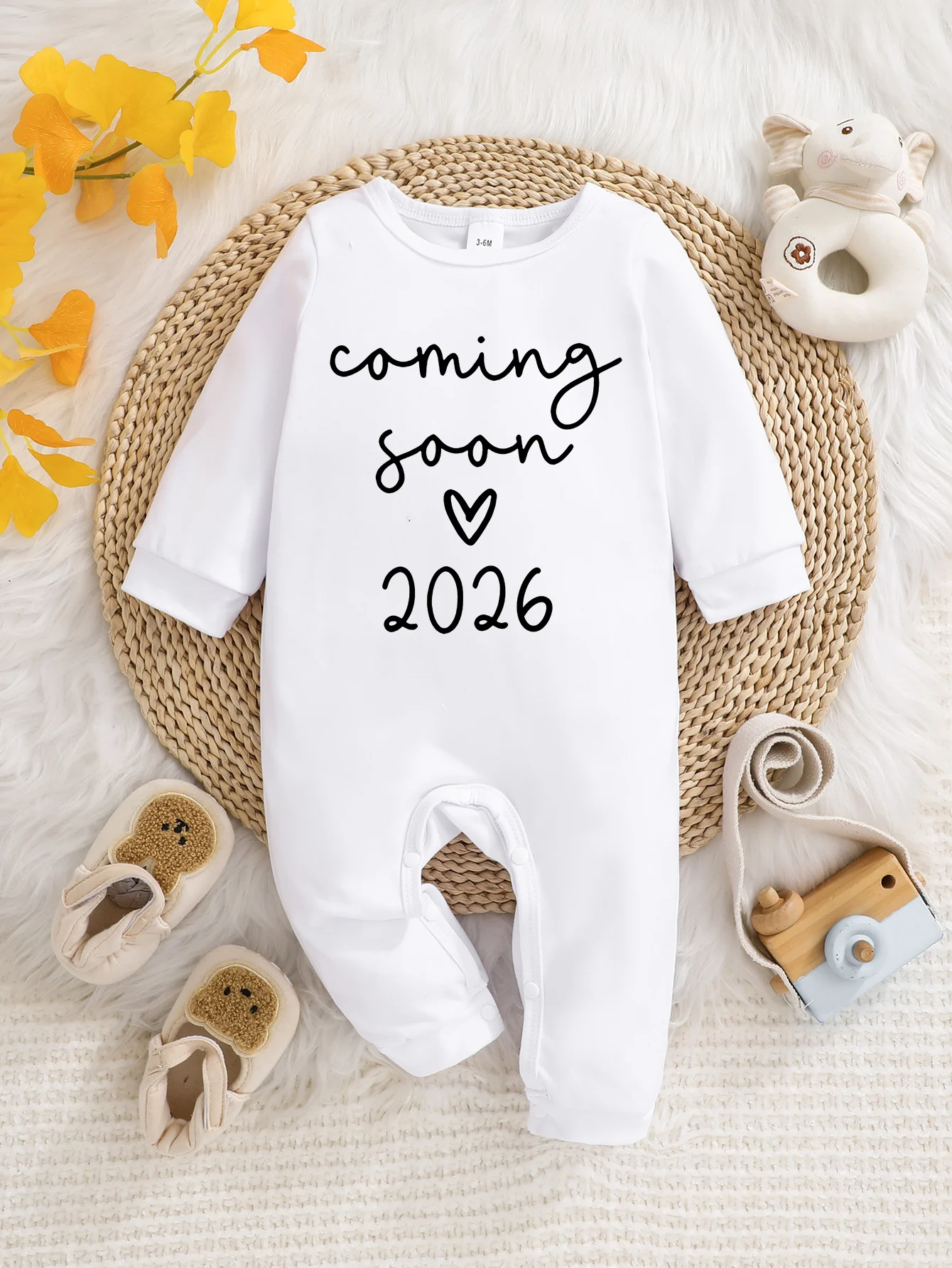 

Новинка 2026 года: Детское боди с длинным рукавом, забавным буквенным принтом, на кнопках, простое в уходе, идеально для молодых родителей