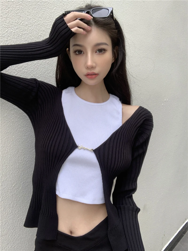

Korean Sle een Knitted ort Open Cardigan Women's Spring Thin Sexy Long Sve Slimming ort Top for Young Adults