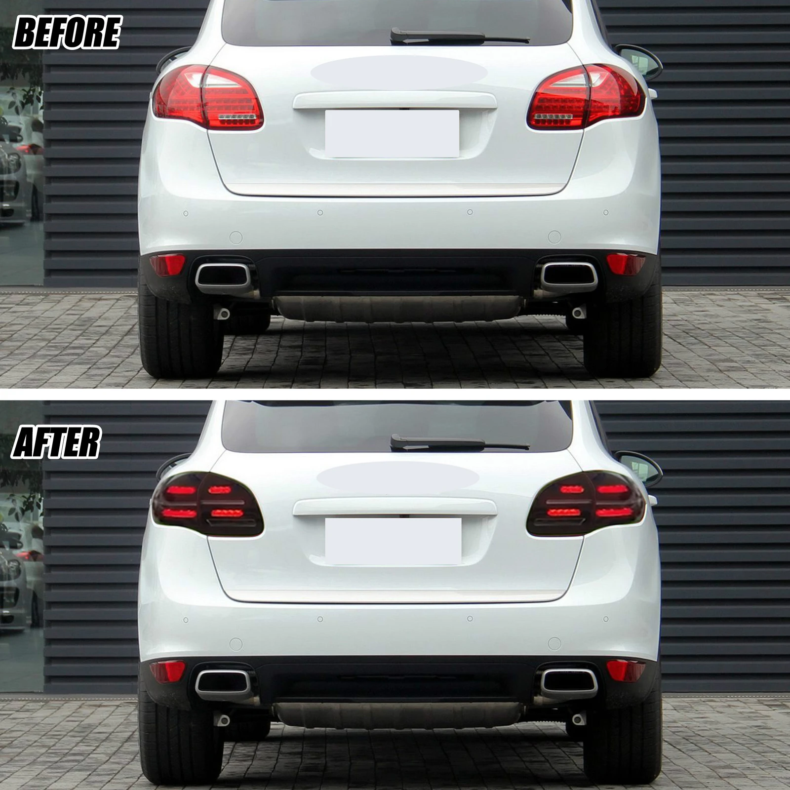 أضواء خلفية LED لبورشه كايين 958 92A 2011-2014 مجموعة المصابيح الخلفية الحمراء لإشارة الانعطاف المتتابعة