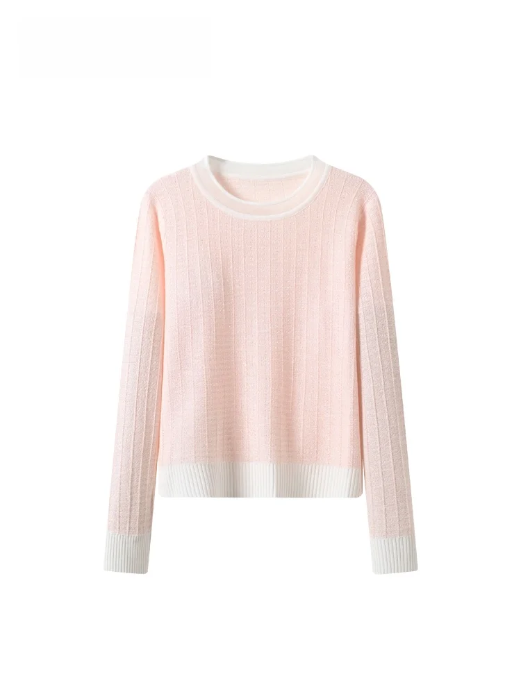 

plus Size Women's round Ne Long Sve Base irt Casual Splice Sle Spring New Faion Casual Top for Plump Sister