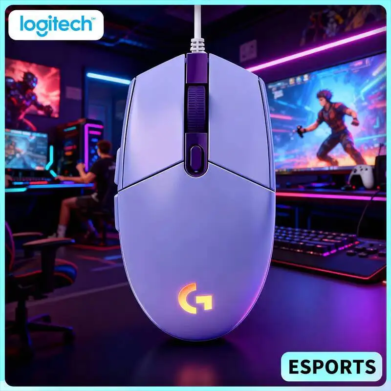 

Игровая мышь Logitech G102 проводная, частота опроса 1000 Гц, 20 млн нажатий, сенсор HERO для киберспорта