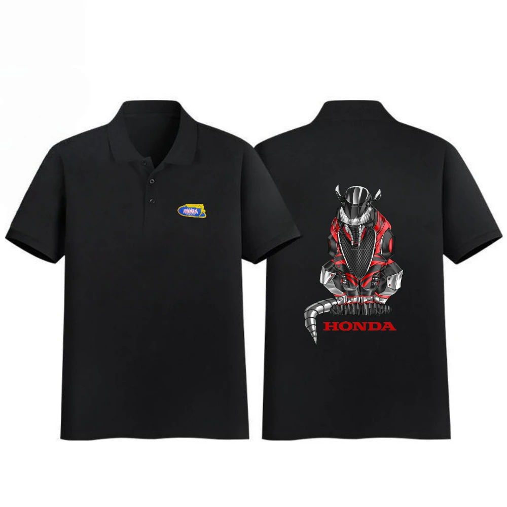 

New Men's POLO Shirt Brand Honda Printing Simple Breathable Short-sleeved Loose Lapel Riding T-shirt Couple Racing Clothes