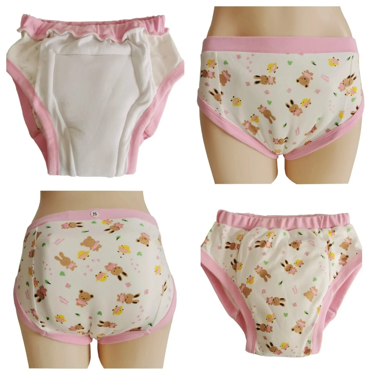 Washable Adult Cotton Nappy Briefs With Padding Inside Cloth Diaper ABDL Reusable Diapers Panties Training Pants