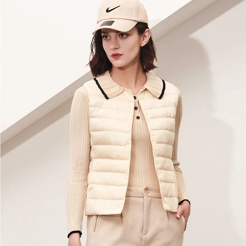 Women Autumn Winter Warm 90% White Down Duck Lining Vest 2024 New Female Korean Slim Fit Ultra Light Packable sleeveless coat