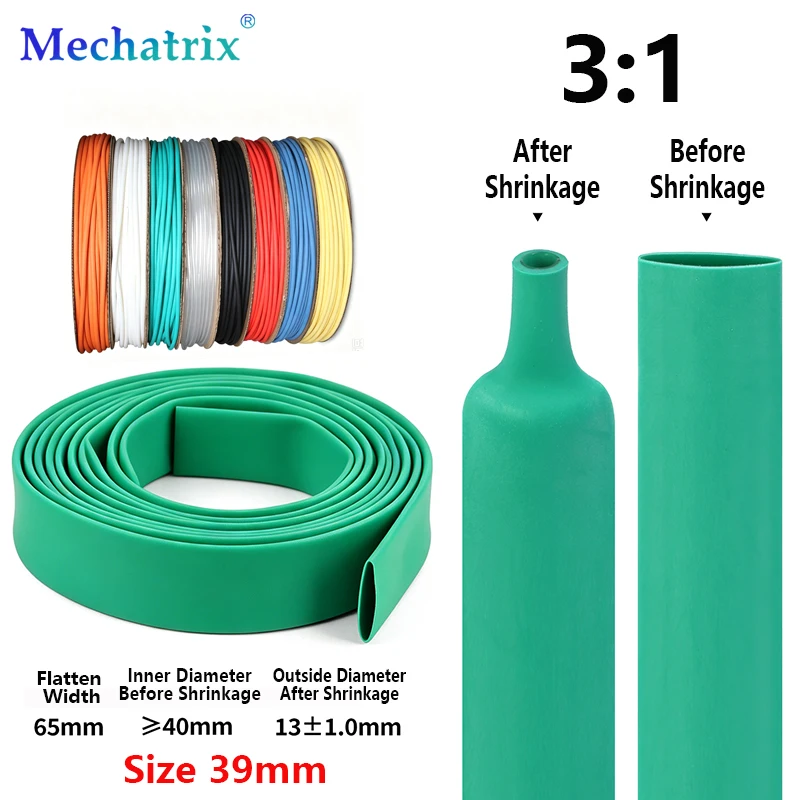 5/10m 3:1 Heat Shrink Tube Hot Melt Glued Dia. 1.6mm - 39mm DIY Polyolefin Dual Wall Adhesive Protect Wrap Cable Repair Sleeve