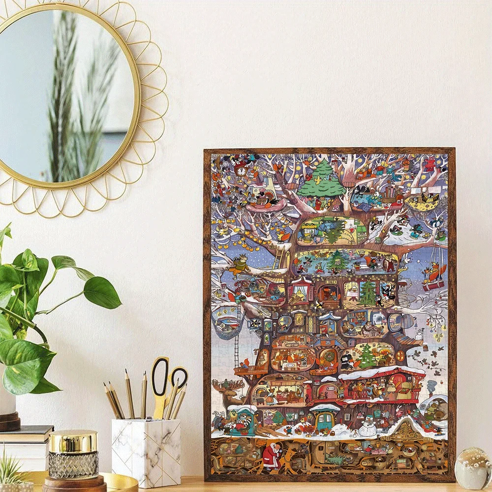 จิ๊กซอว์ต้นคริสต์มาส 1000 ชิ้น - จิ๊กซอว์กระดาษขนาดใหญ่สำหรับผู้ใหญ่และครอบครัว เกมสร้างสรรค์สำหรับตกแต่งบ้าน งาน DIY สำหรับเทศกาลโฮลี