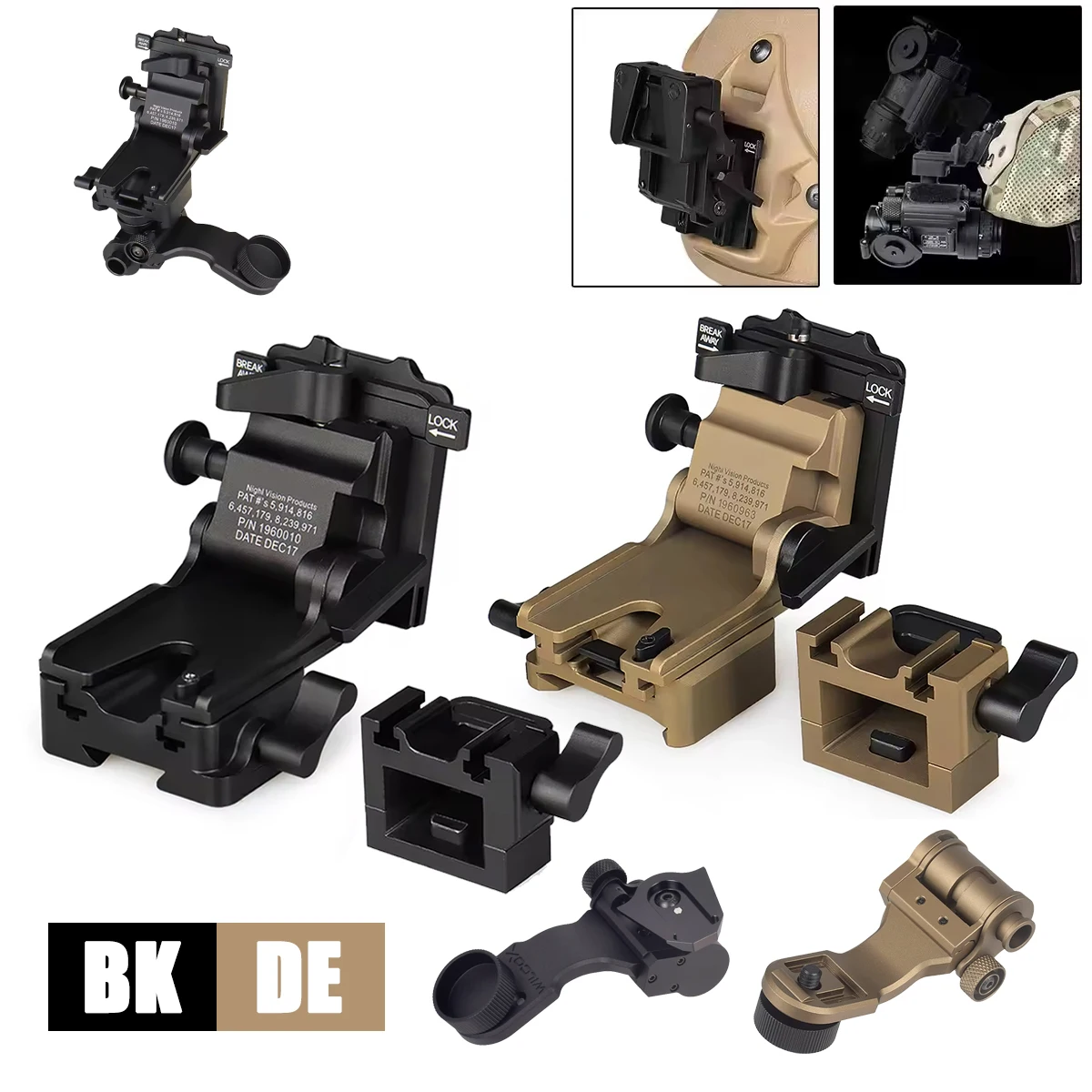 Aluminum Alloy Night Vision Goggles Mount NVG Arms Mount for PVS-7 PVS-14 PVS-15 PVS-18 PVS-21 Mounting Helmet NVG Arms Bracket