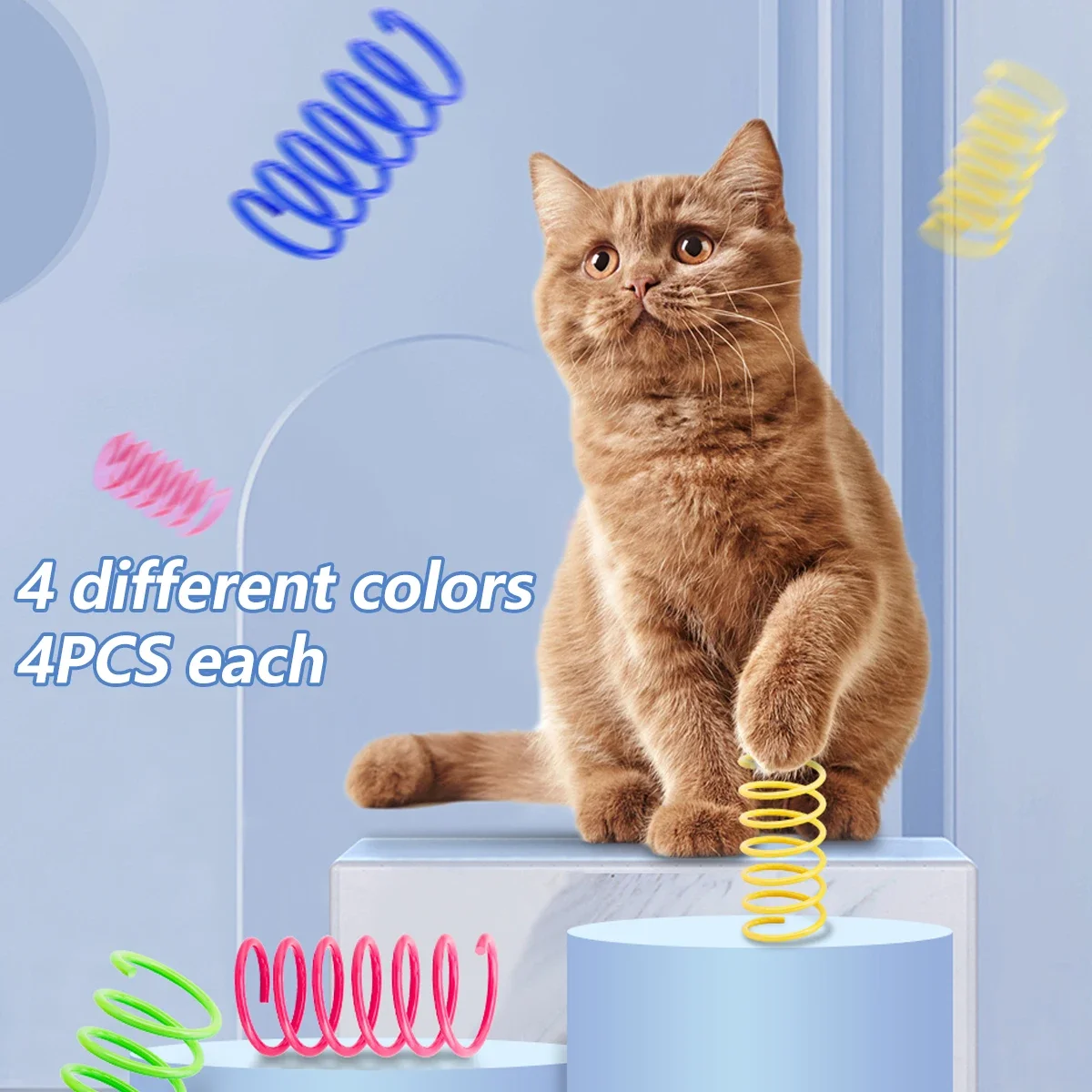 4-200 Pcs Cat Toys Interactive Durable Heavy Gauge Spring Tools Cat Spring Toys Colorful Cat Coil Toy Kitten Coil Spiral Springs