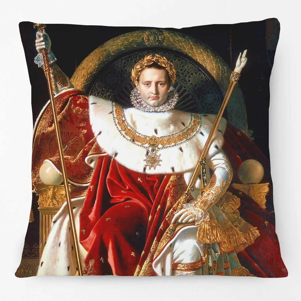The Emperor Napoleon Portraits Cushion Cover European Oil Painting Vintage Retro Style Decorative Pillow Case