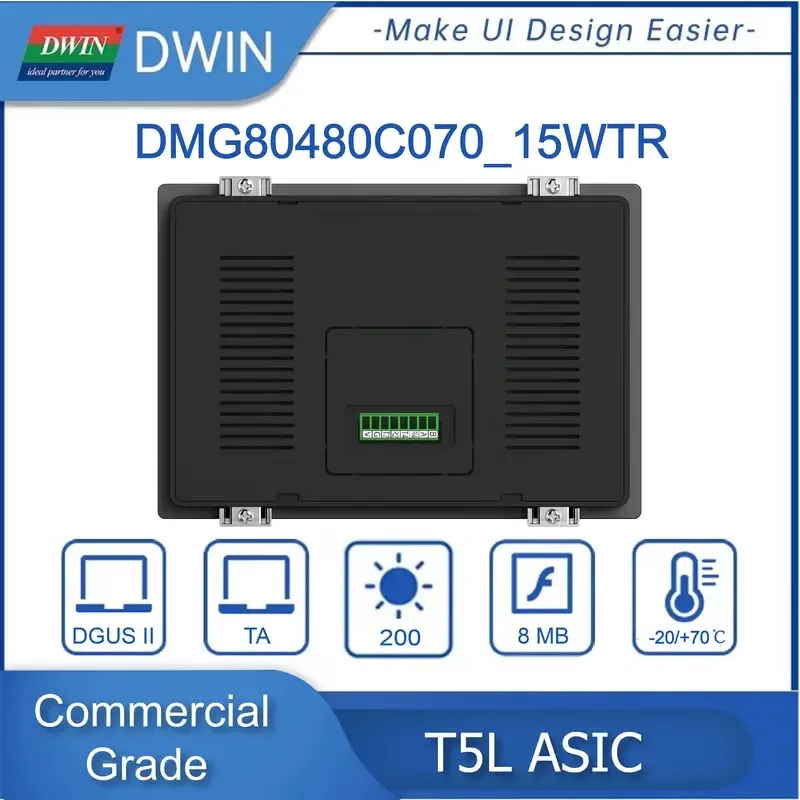 DWIN 7 "HMI شاشة ذكية TN 800x480 وحدة LCD شاشة لوحة اللمس مقاوم مع قذيفة لاردوينو DMG80480C070_15WTR