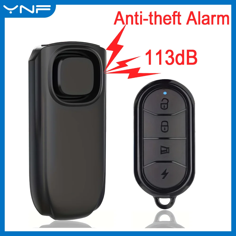 YNF Wireless Vibration Alarm Door And Window Anti-Theft Alarm With Remote Control 113dB Motorcycle Bicycle Security Senso