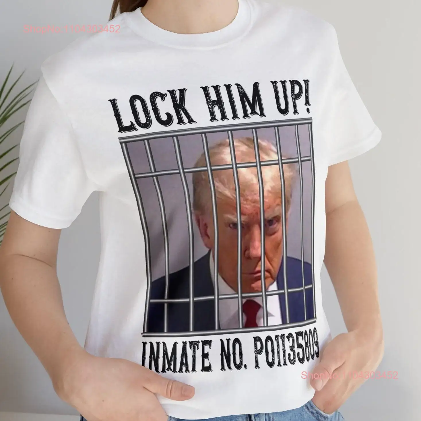 T-shirt "Lock Him Up Trump MugshoT", T-shirt à manches longues ou courtes