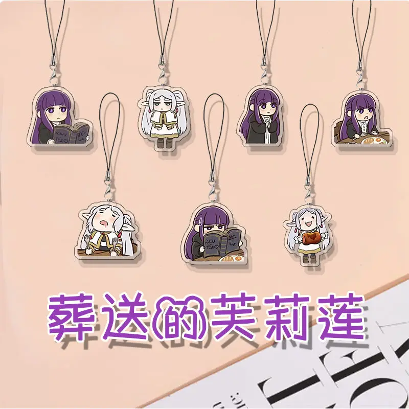 Kawaii Anime Frieren Beyond Journey's End Q-Version Character Phone Chain Himmel Acrylic Key Chain Backpack Pendant Cartoon Gift