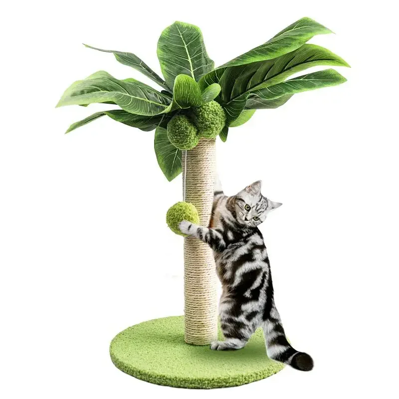 

Cat Scratching Post For Kitten Cute Green Leaves Cat Scratching Posts with Sisal Rope Indoor Cats Posts Cat Tree Pet Products