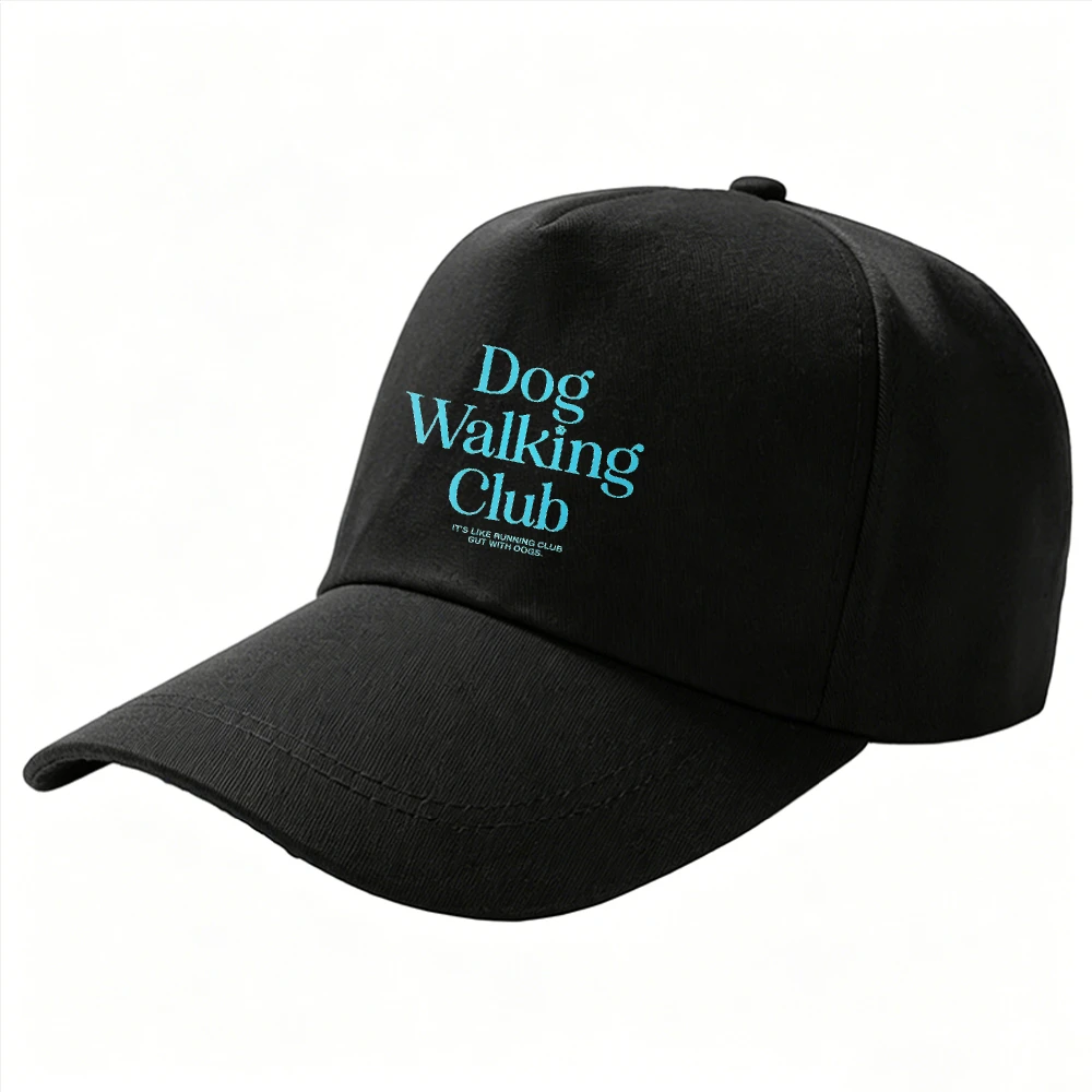 Adjustable Cotton Baseball Cap Dog Walking Club Retro Serif Letter Print Sun Protection Snapback Dog Walker Pet Owner Casual Cap