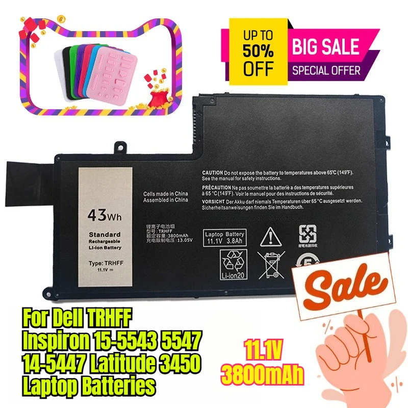 

11,1 В 3800 мАч для ноутбуков Dell TRHFF Inspiron 15-5543 5547 14-5447 Latitude 3450
