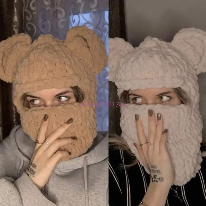 49me halloween balaclava urso orelha chapéu cachecol urso orelha balaclava masquerade festa halloween chapéu engraçado com