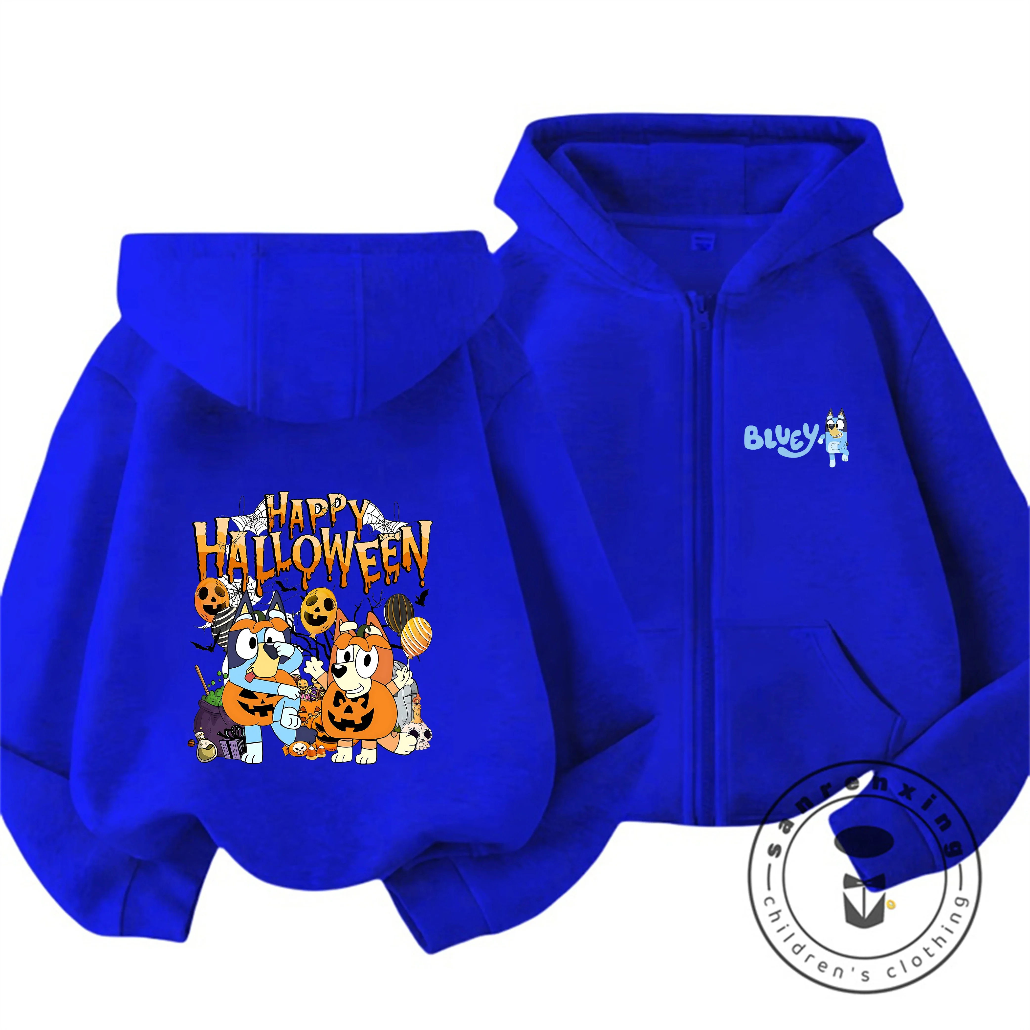 Autumn Winter Casual Children Zip Hoodie Bluey Trendy Carto…