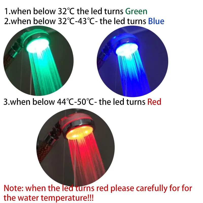 3 Colors LED light Shower Head Temperature Control High Pressure Rainfall Water Saving Hand Spa Showerhead Bathroom Accessories