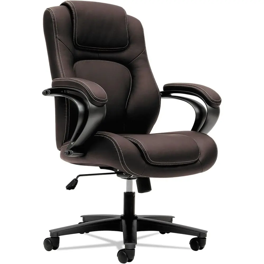 

Офисное кресло руководителя с высокой спинкой и подлокотниками, коричневое - Basyx by Managerial Desk Chair (HVL402)