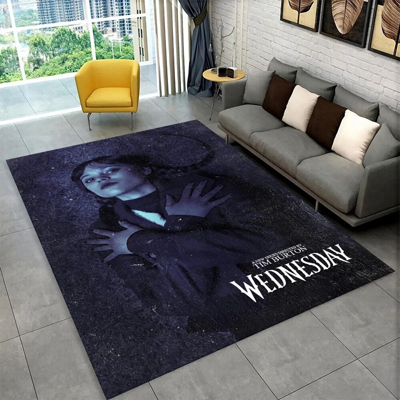 Classic W-Wednesday TV Non-Slip Area Rug for Living Room,Bedroom,Playroom,Soft Carpet Floor Mat Home Decor Rug Kids Room Gift