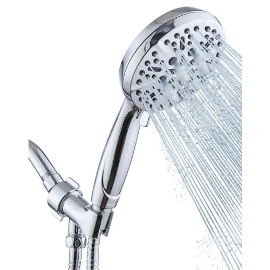 

Shower Head with Handheld High Pressure-Full Body Coverage Powerful Rain Showerhead Extra 60" Long Hose and Adjustable Brass Jo