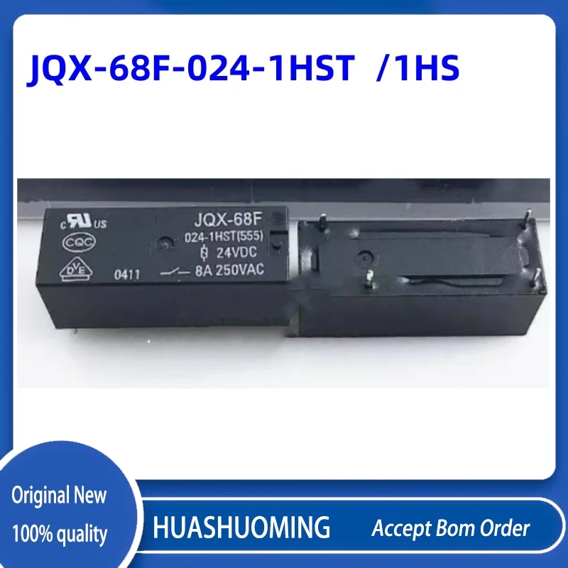 10Pcs/Lot  New  JQX-68F-024-1HST 24VDC  JQX-68F-024-1HS  JQX 68F 024 1HST 1HS  24V     8A 4PIN