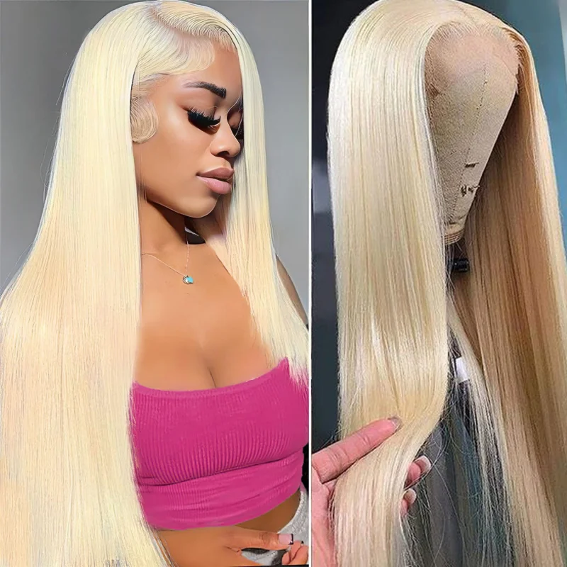

613 Blonde Lace Front Wig Human Hair Pre Plucked 13x6 HD Transparen Lace Frontal Wig Blonde Straight Glueless Wigs Human Hair