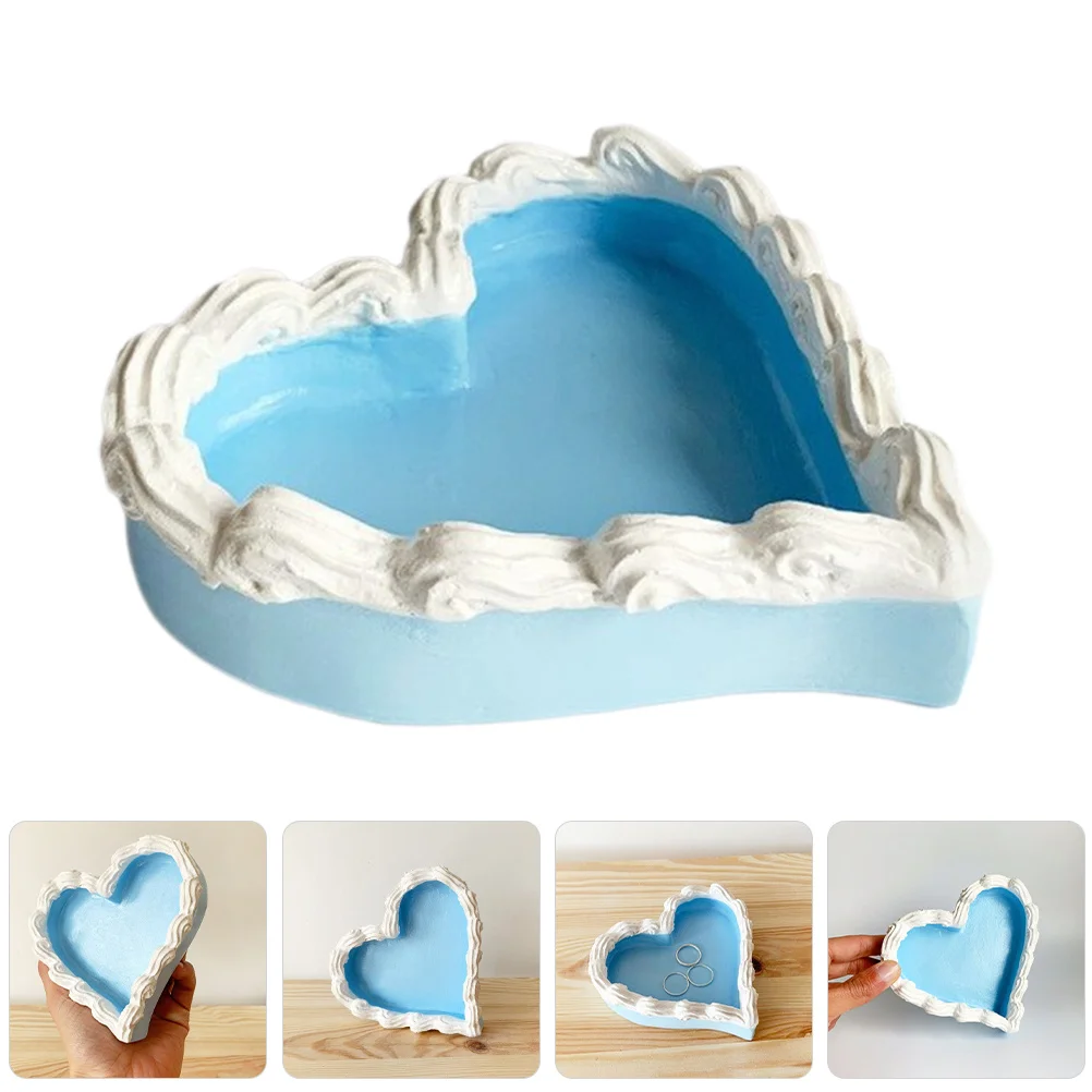 

Heart Resin Jewelry Tray Smooth Design Storage Plate for Ring Earring Holder Dresser Decor Home Decoration Desktop Accessory