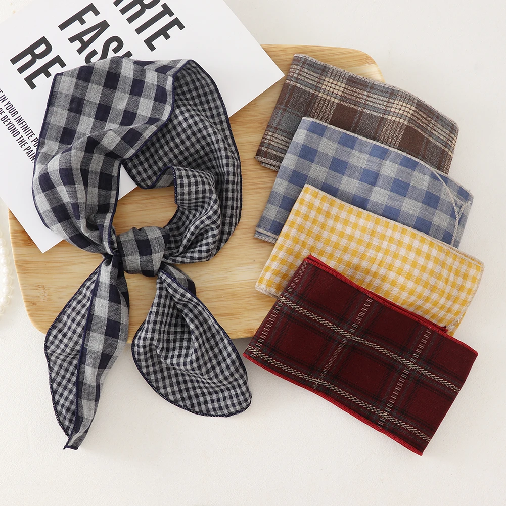

British Cotton Skinny Plaid Scarf Fashionable Outfit Hairband Necktie Scarf Small Shawl Headscarf Neck Protection Scarf 11X120cm