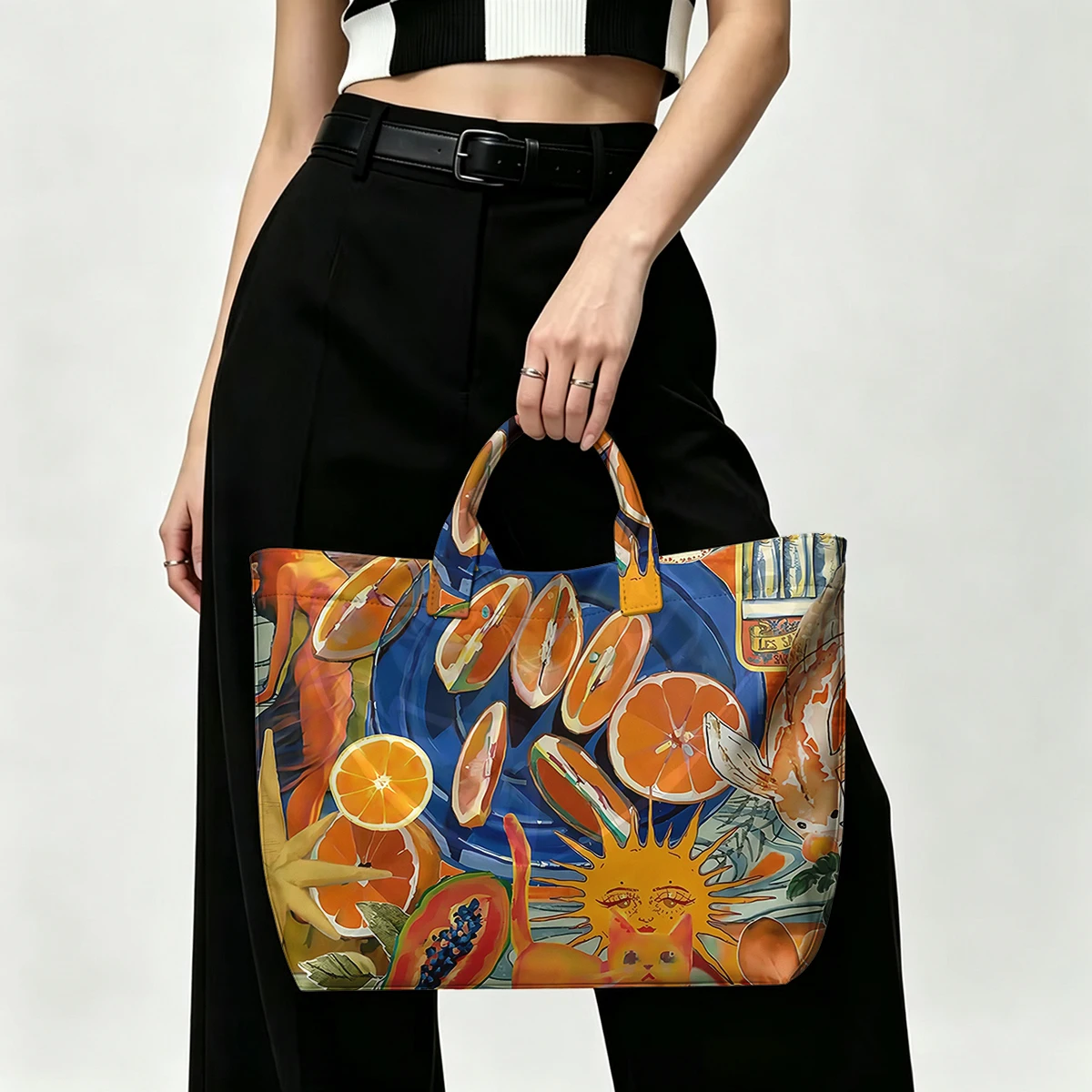 Orange theme aesthetic PVC Tote Bag Waterproof Transparent Jelly Bag Beach Bag Tote Pouch Bow Handbags Storage Bag
