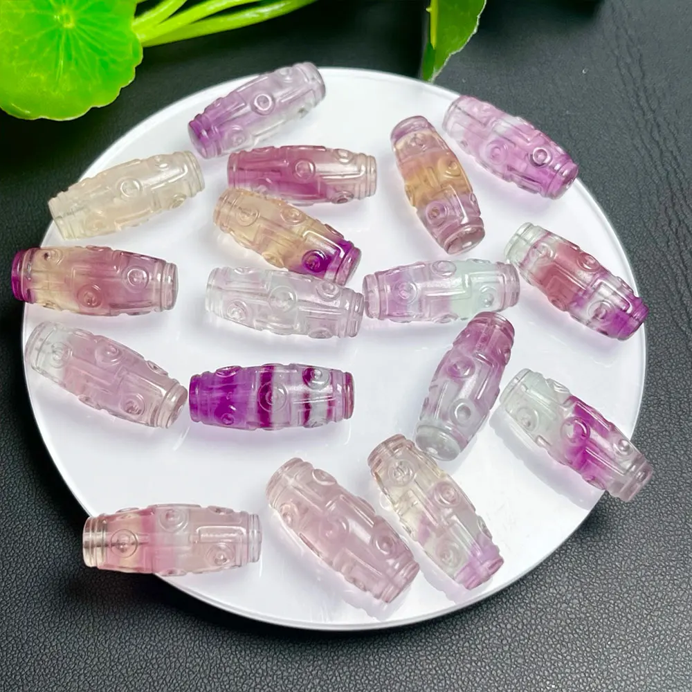 

5pcs/Lot Natural Crystal Stones Crystals Rainbow Fluorite Obsidian Carving 9 Eye Tibetan Dzi Bead DIY Home Decor Items Spiritual