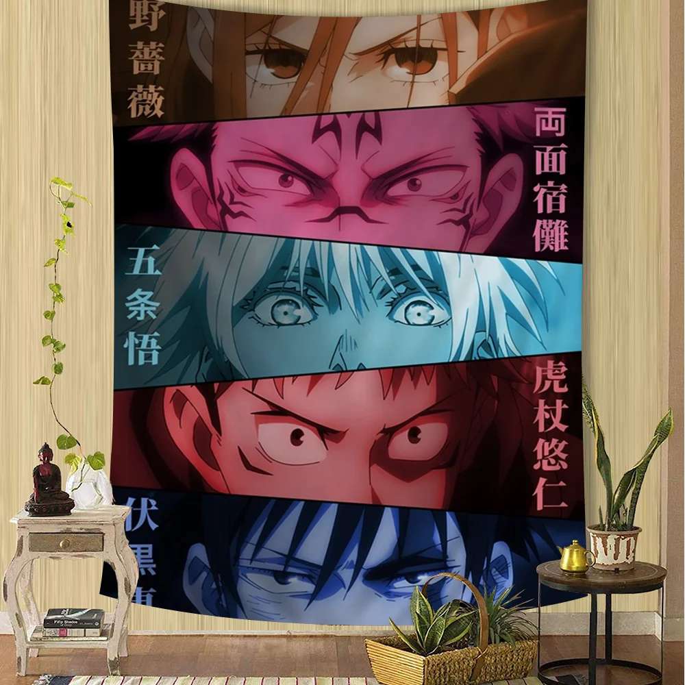 Jujutsu Kaisen Anime Hanging Bohemian Tapestry Hanging Tarot Hippie Wall Rugs Dorm Wall Hanging Home Decor